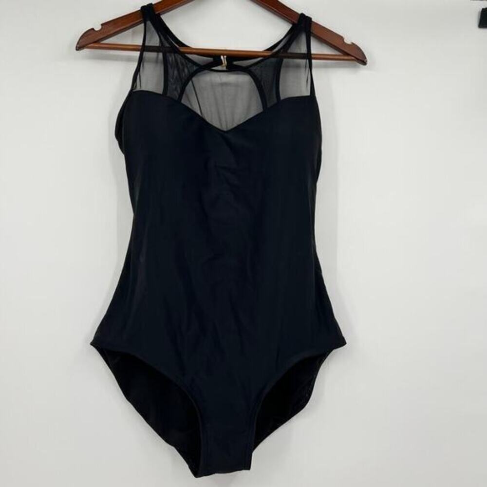 Swimsuits for all solid black one piece swimsuit bathing suit mesh upper size 10